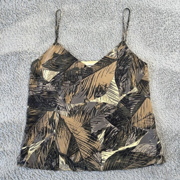 L'AGENCE Jane Tank Top M Multicolor Silk V Neck Camisole Tropical Print Luxury